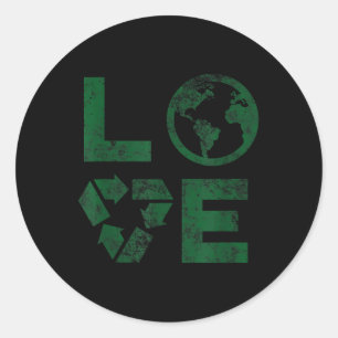 Liebe Earth Day 90s Vintage Recycled Children Or T Classic Round Sticker