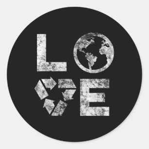 Liebe Earth Day 90s Vintage Recycled Children Or T Classic Round Sticker
