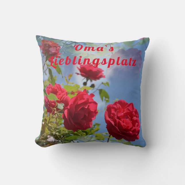 Lieblingsplatz mit roten Rosen Cushion (Front)