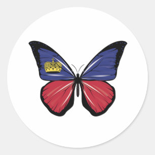 Liechtenstein Butterfly Flag  Classic Round Sticker