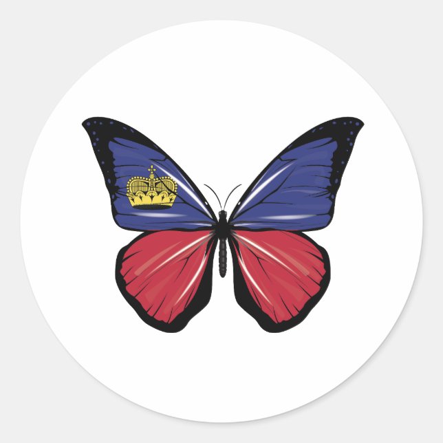 Liechtenstein Butterfly Flag  Classic Round Sticker (Front)