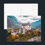 Liechtenstein Castle Postcard<br><div class="desc">Liechtenstein Castle,  scenic photograph,  mountains,  towers,  fortress,  and museum.</div>