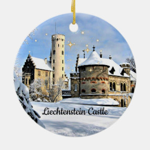 Liechtenstein Castle, pretty holiday design Ceramic Ornament