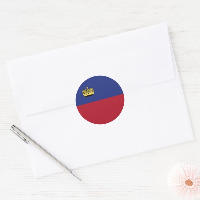 Liechtenstein flag classic round sticker (Envelope)
