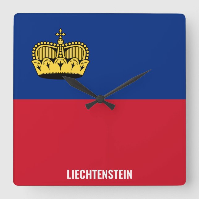 Liechtenstein Flag Dazzling Patriotic Square Wall Clock (Front)