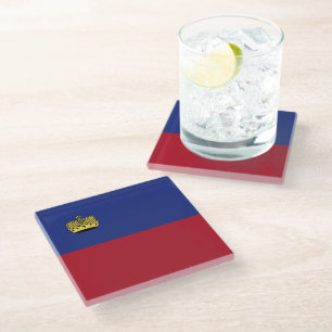 Liechtenstein flag glass coaster
