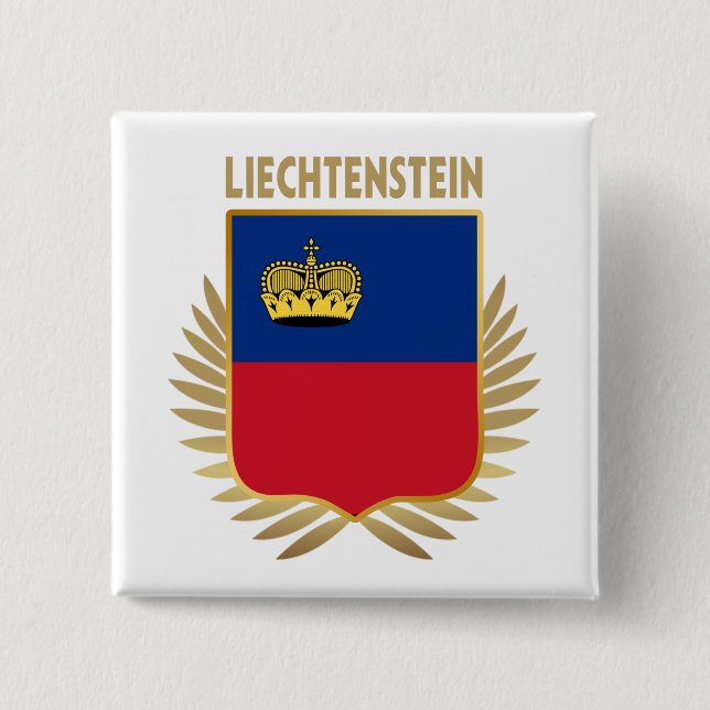Liechtenstein Flag Shield 15 Cm Square Badge (Front)