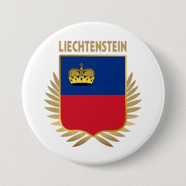 Liechtenstein Flag Shield 7.5 Cm Round Badge (Front)