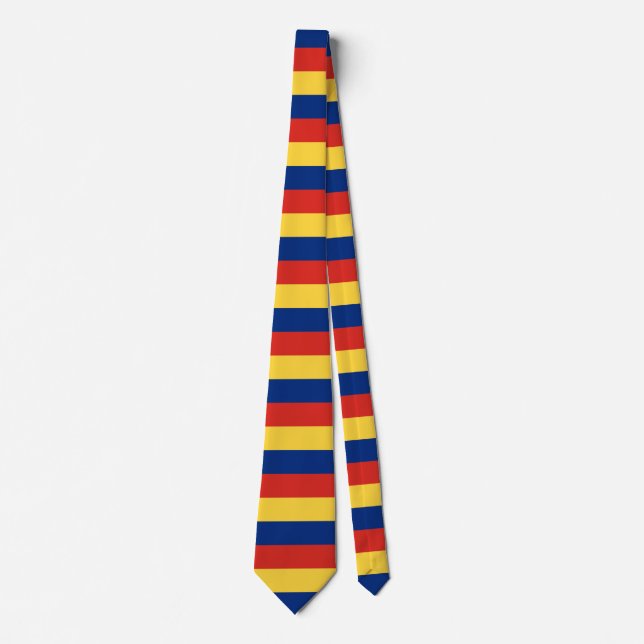 Liechtenstein flag stripes country symbol pattern  tie (Front)
