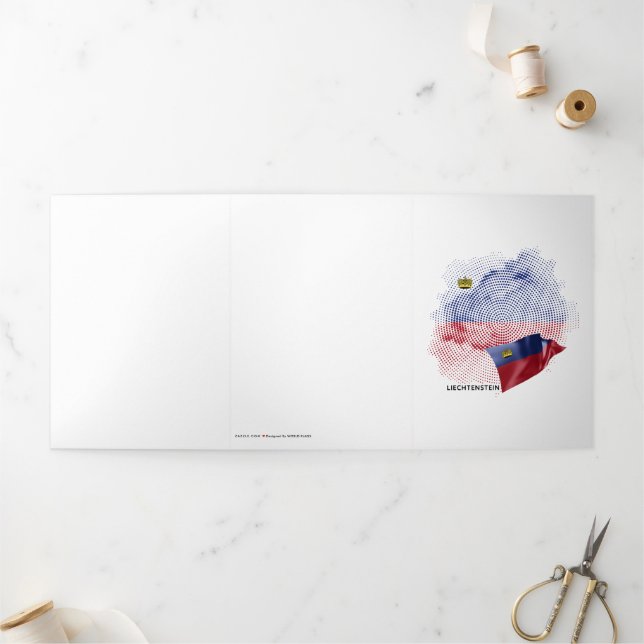 Liechtenstein flag Tri-Fold card (Outside)