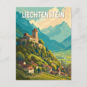 Liechtenstein Illustration Travel Art Vintage Postcard