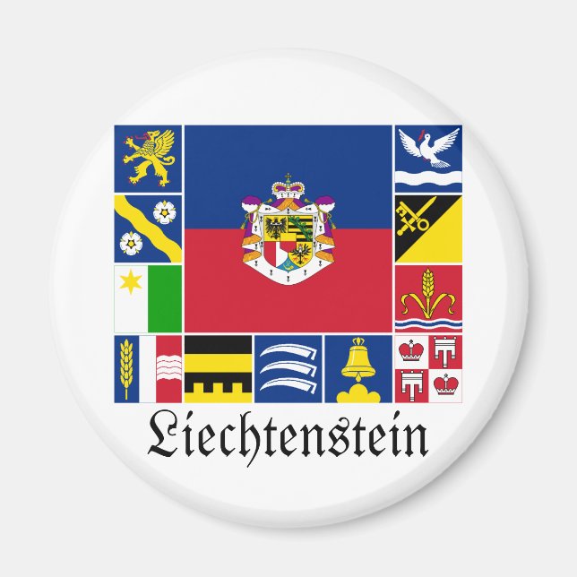 Liechtenstein & its Gemeinde Flags Magnet (Front)