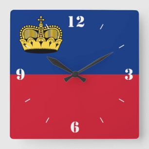 Liechtenstein National Flag Patriotic Square Wall Clock