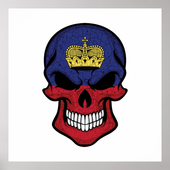  Liechtenstein Smiling Skull Flag Poster (Front)