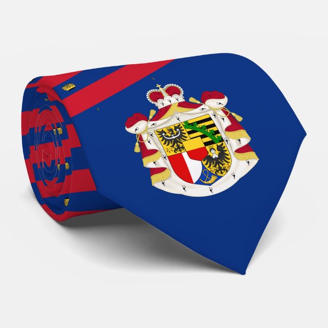Liechtensteiner Flag & Coat of Arms Tie (Rolled)