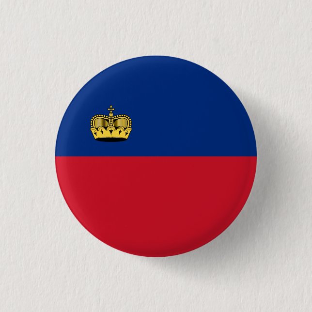 Liechtensteiner Flag, Flag of Liechtenstein 3 Cm Round Badge (Front)
