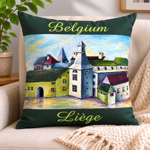 Liège Belgium Folk Art Village Cushion