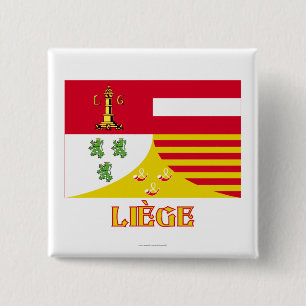 Liège Flag with Name (French) 15 Cm Square Badge