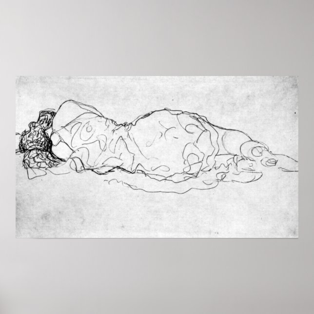 Liegende, back figure by Gustav Klimt Poster (Front)