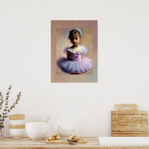 Lienzo de Imitación Niña con tutu lila y azúl Poster