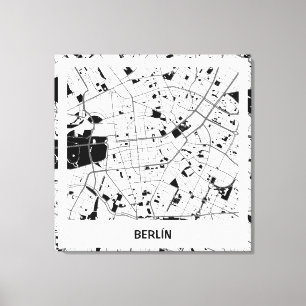 Lienzo minimalist map Berlin - Black-White Canvas Print