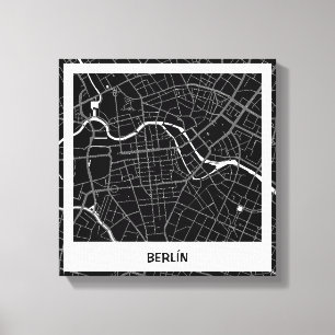 Lienzo minimalist map Berlin - Black-white Canvas Print