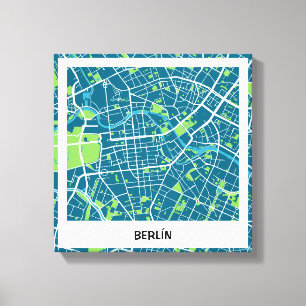 Lienzo minimalist map Berlin - Blue-Green Canvas Print