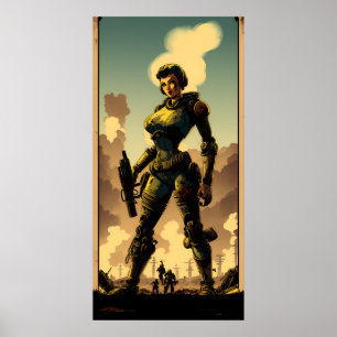 Lienzo retro poster girl from the vintage war