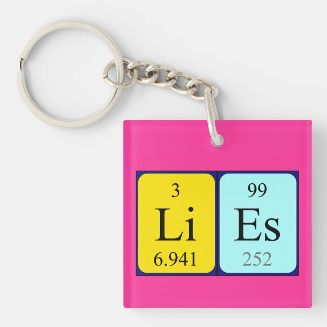 Lies periodic table name keyring (Front)