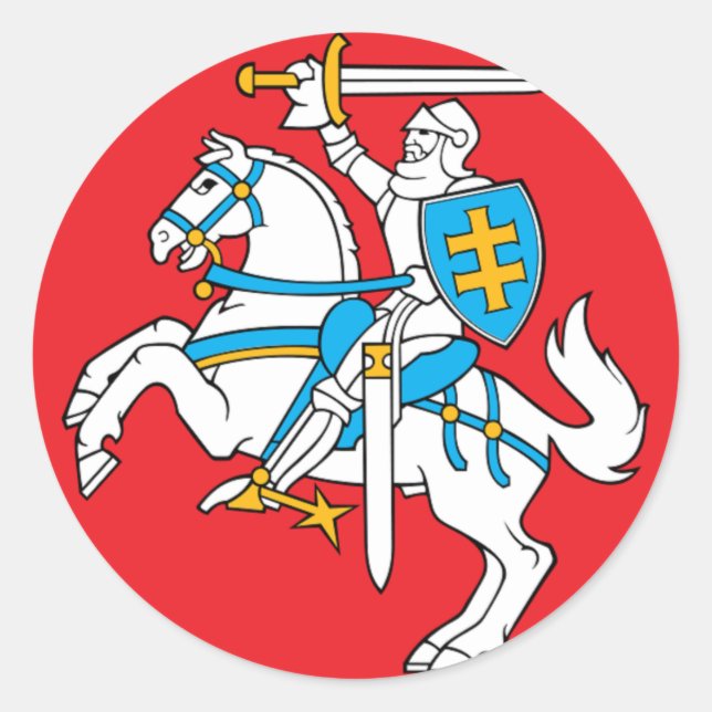 Lietuvos Valstybes Veliava, Vytis, Lithuania Flag Classic Round Sticker (Front)