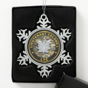Lieutenant Colonel LTC Snowflake Pewter Christmas Ornament
