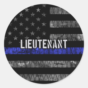 Lieutenant Thin Blue Line Distressed Flag Classic Round Sticker