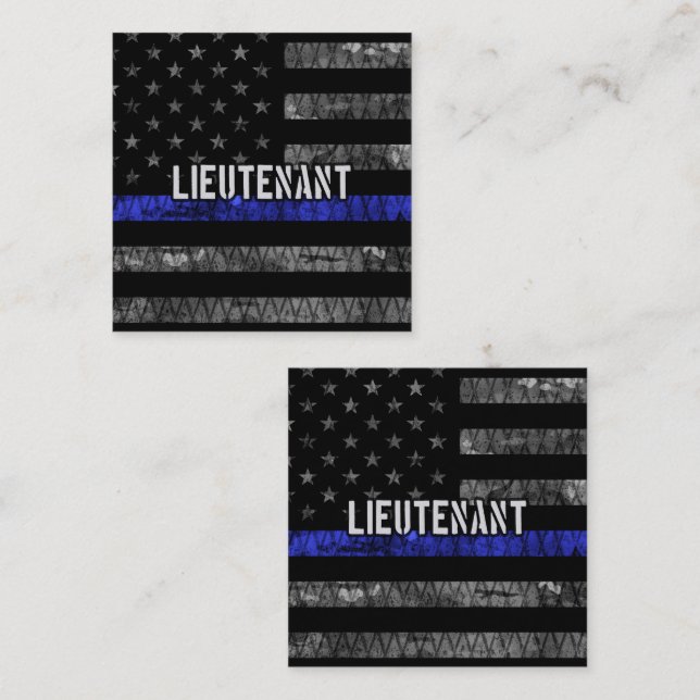 Lieutenant Thin Blue Line Distressed Flag Discount Card (Front/Back)