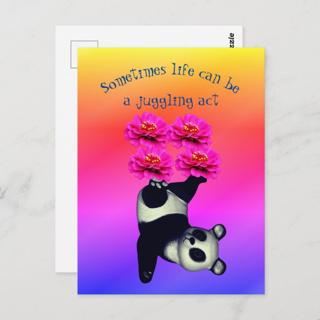 Life A Juggling Act Panda Bear Inspirational  Postcard (Front/Back)