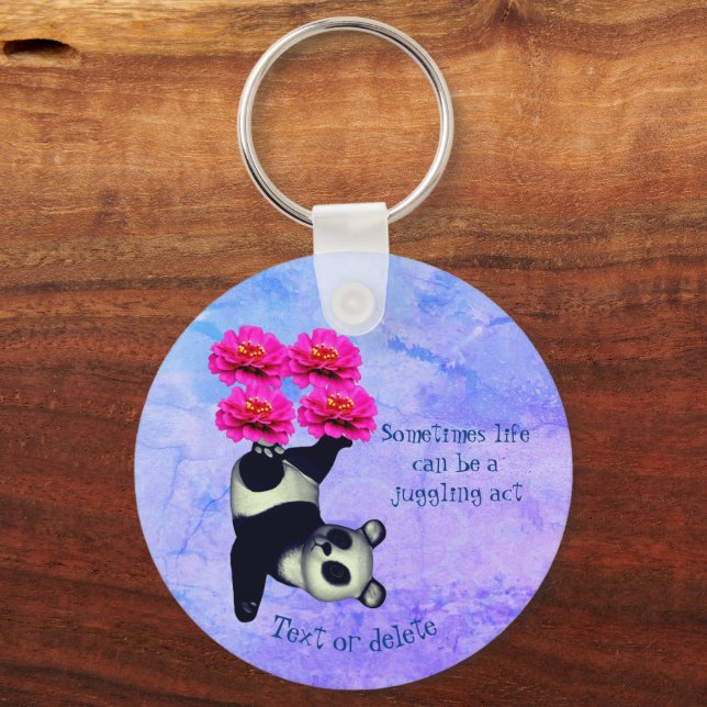 Life A Juggling Act Panda Inspirational  Key Ring (Front)