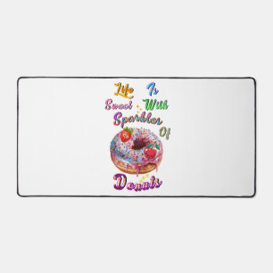 Life Accessories Is Sweet With Sparkles Of Doughnu Desk Mat
