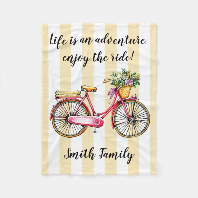 Life Adventure Bicycle Custom Fleece Blanket (Front)
