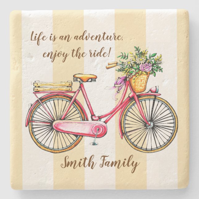 Life Adventure Bicycle Custom Stone Coaster (Front)
