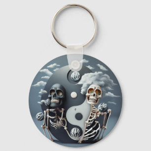 Life and Death, Halloween YinYang Skeleton Key Ring