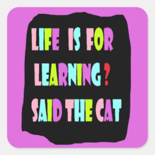 Life and learning big letters for kids square sticker