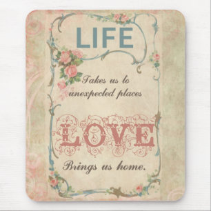 Life and Love on an Antique French Label Mouse Pad