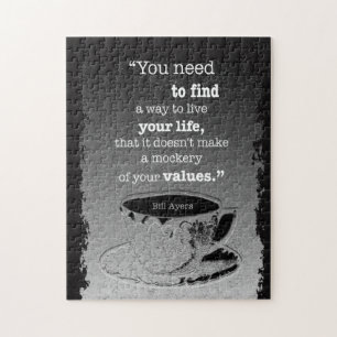 Life and Values, Illustrated Existentialism quote Jigsaw Puzzle
