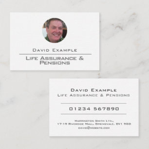 Life Assurance & Pensions with Photo of Holder Business Card