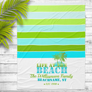 Life at the Beach Cool Blue/Green Fleece Blanket
