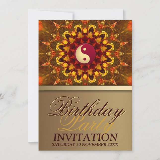 Life Balance Sunburst Birthday Party Invitation (Front)
