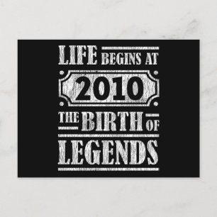 Life Begins 2010 The Birth Of Legend 12th Birthday Postcard