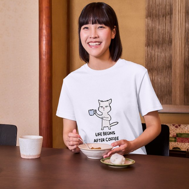 Life Begins After Coffee Cat T-Shirt (Creator Uploaded)