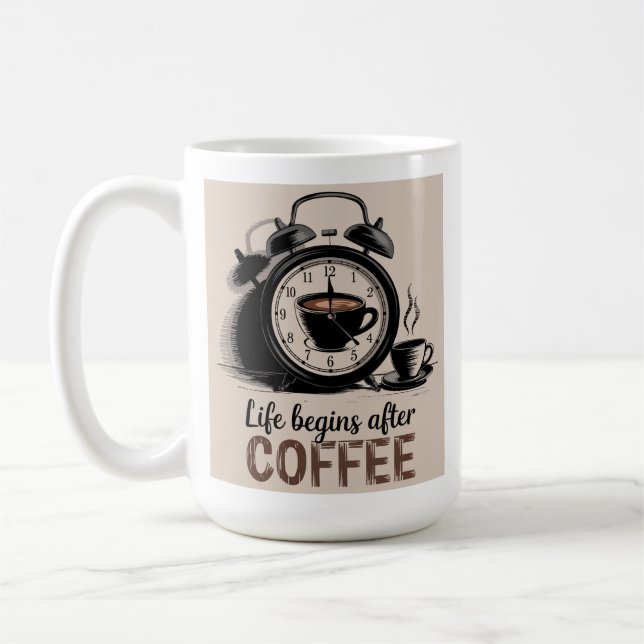 Life Begins After Coffee Classic Mug, 11 oz Mug (Left)