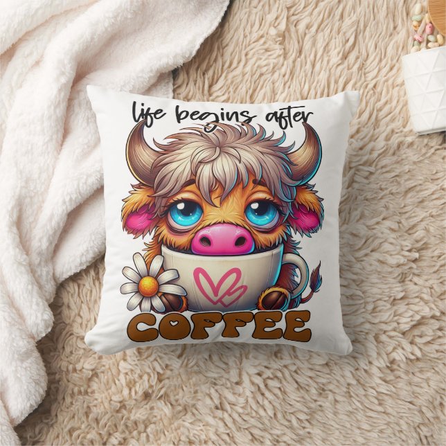 Life Begins After Coffee  Cushion (Blanket)