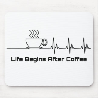 Life Begins After Coffee Heartbeat Mouse Pad